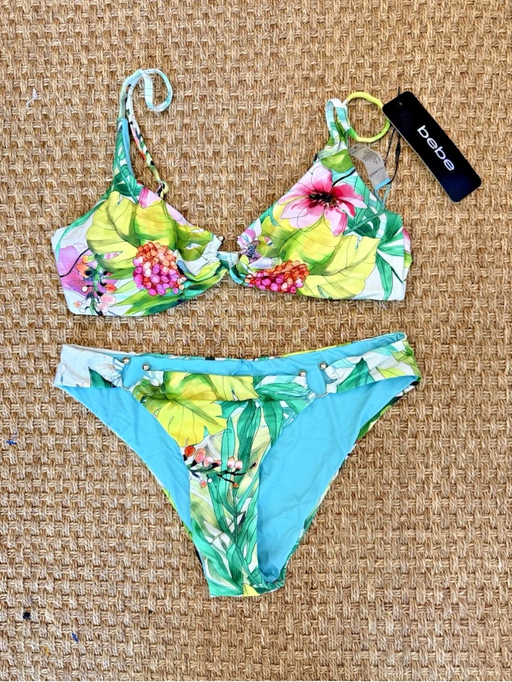 Bebe Tropical Print Bikini - NWT - size Small